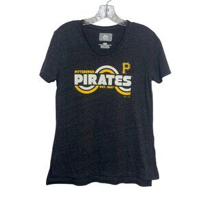 Pittsburgh Pirates Baseball Tshirt Womens Small Gray Majestic Fanwear MLB